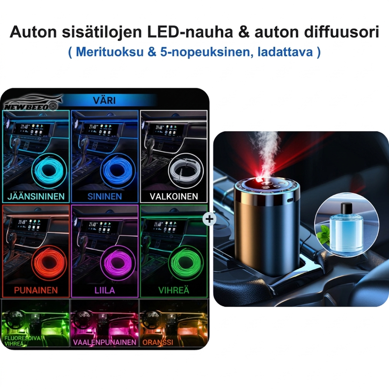 🎁 Vuoden 2026 uutuus: 50% alennus 💥 Auton sisätilojen LED-nauhatunnelmavalo Pro – lisää mukautettu hehku matkustamoon, helppo asentaa ja loistava ilta-ajeluihin 💡