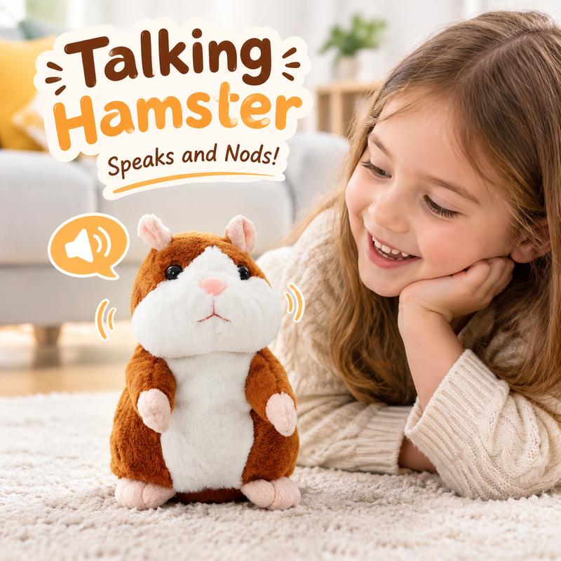 🐹🎁NYT 50 % ALENNUS! Puhuva hamsteripehmo – toistaa sanasi, heiluttaa päätään automaattisesti, interaktiivinen pehmolelu, hauska oppimislelu lapsille ja juhlahumua