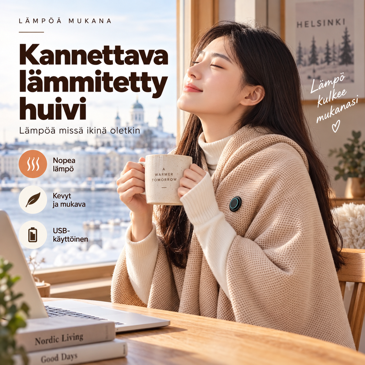 🎅 Parhaat talvilahjat 🔥 kannettava lämmitetty huivi