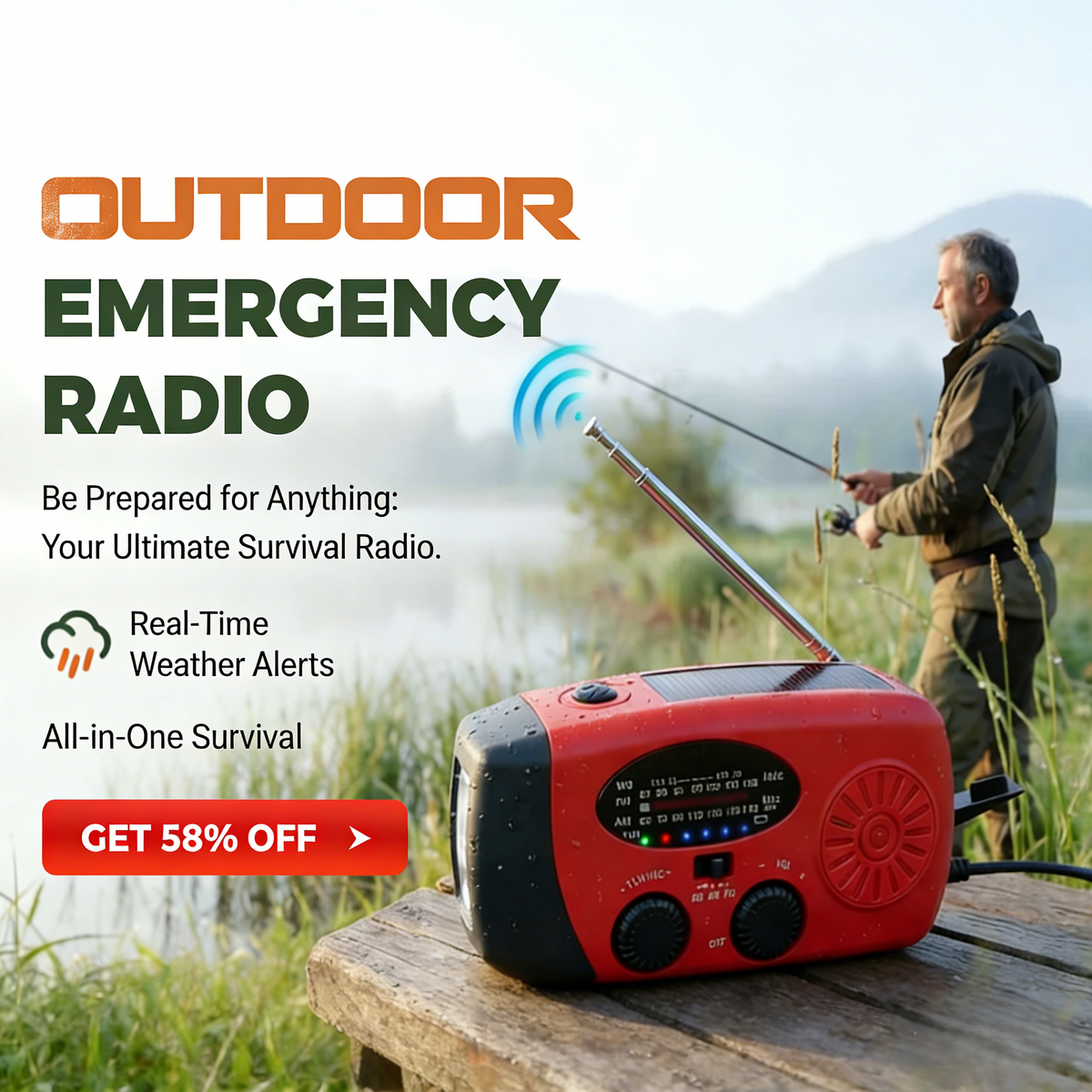 🎁Uutuudet 2026 – 50 % alennus💥🔋Monitoiminen kannettava aurinkokäyttöinen hätäradio – varavirtalähde, käsikampi ja säävaroitustoiminto⚡