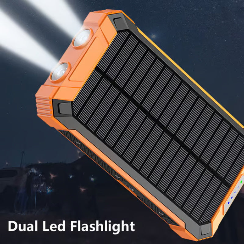 ☀️ RAJOITETUN AJAN 50 %:N ALENNUS! 🔦 Kannettava aurinkovoimainen varavirtalähde – aurinkolataus, kaksi LED-valoa, sopii ulkokäyttöön ✨