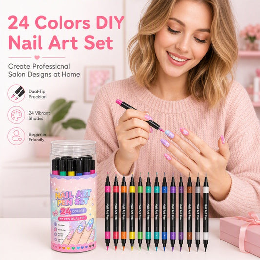 💅 24 väriä, kaksipäiset kynät – luo ammattimaiset kynnet helposti! 50% alennus – tilaa nyt! 💥✨