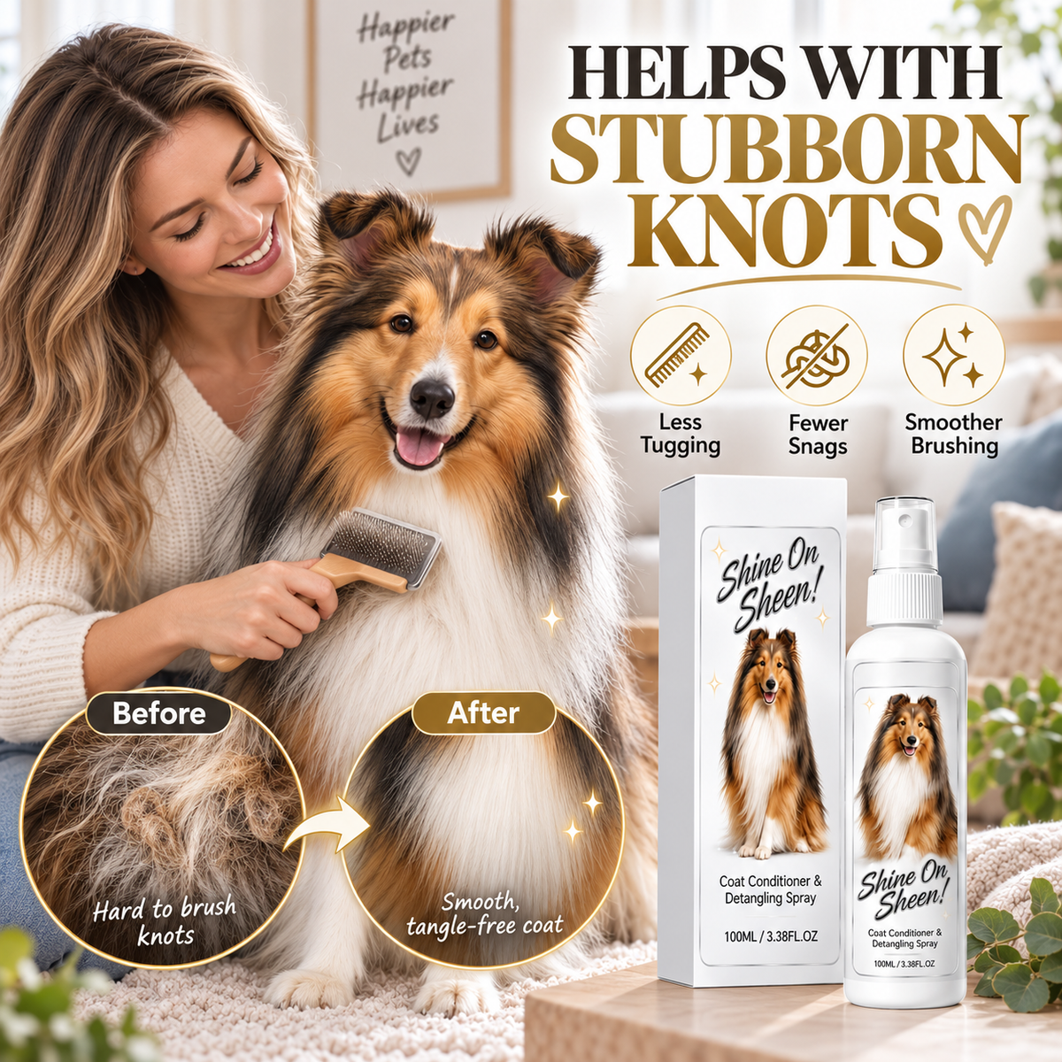🐾 Lemmikkien turkin selvitys- ja hoitoaine-suihke