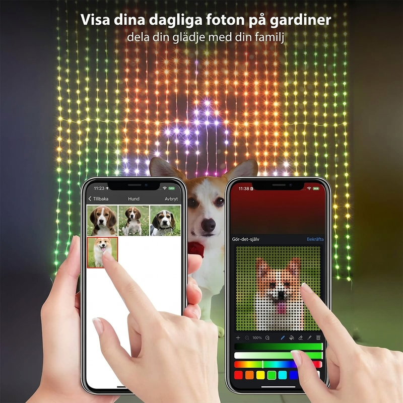💡Vedenpitävä LED-valoverho🎵Ohjaus sovelluksella + musiikkisynkronointi! Värikkäät valot liikkuvat musiikin tahdissa – täydellinen valinta koristeeksi ja juhliin🏠