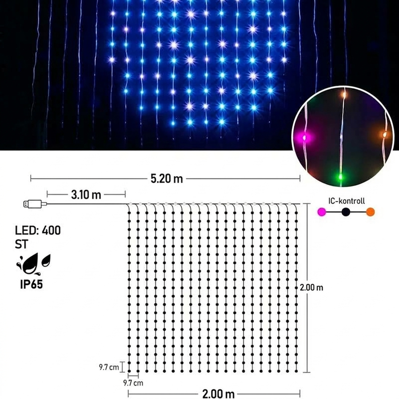 💡Vedenpitävä LED-valoverho🎵Ohjaus sovelluksella + musiikkisynkronointi! Värikkäät valot liikkuvat musiikin tahdissa – täydellinen valinta koristeeksi ja juhliin🏠
