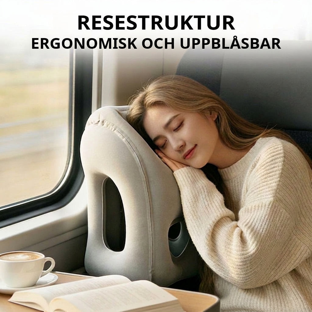 🛏️ NYT 50 % ALENNUS! ✈️ Kannettava, puhallettava ja ergonominen matkatyyny – 360° niskatuki ja 45°:n täydellinen kulma matkalle 💤