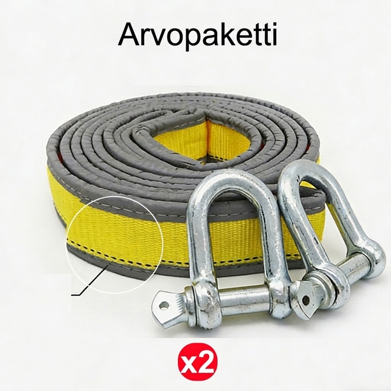 8 tonnin hinausköysi U-paikkoilla