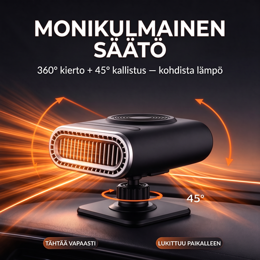 Kaksin yhdessä kannettava autonlämmitin ja tuulilasin huurtumisenpoistaja