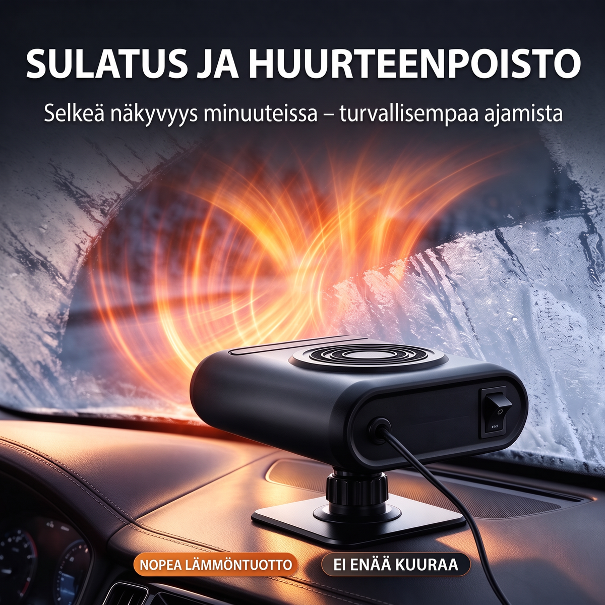 Kaksin yhdessä kannettava autonlämmitin ja tuulilasin huurtumisenpoistaja