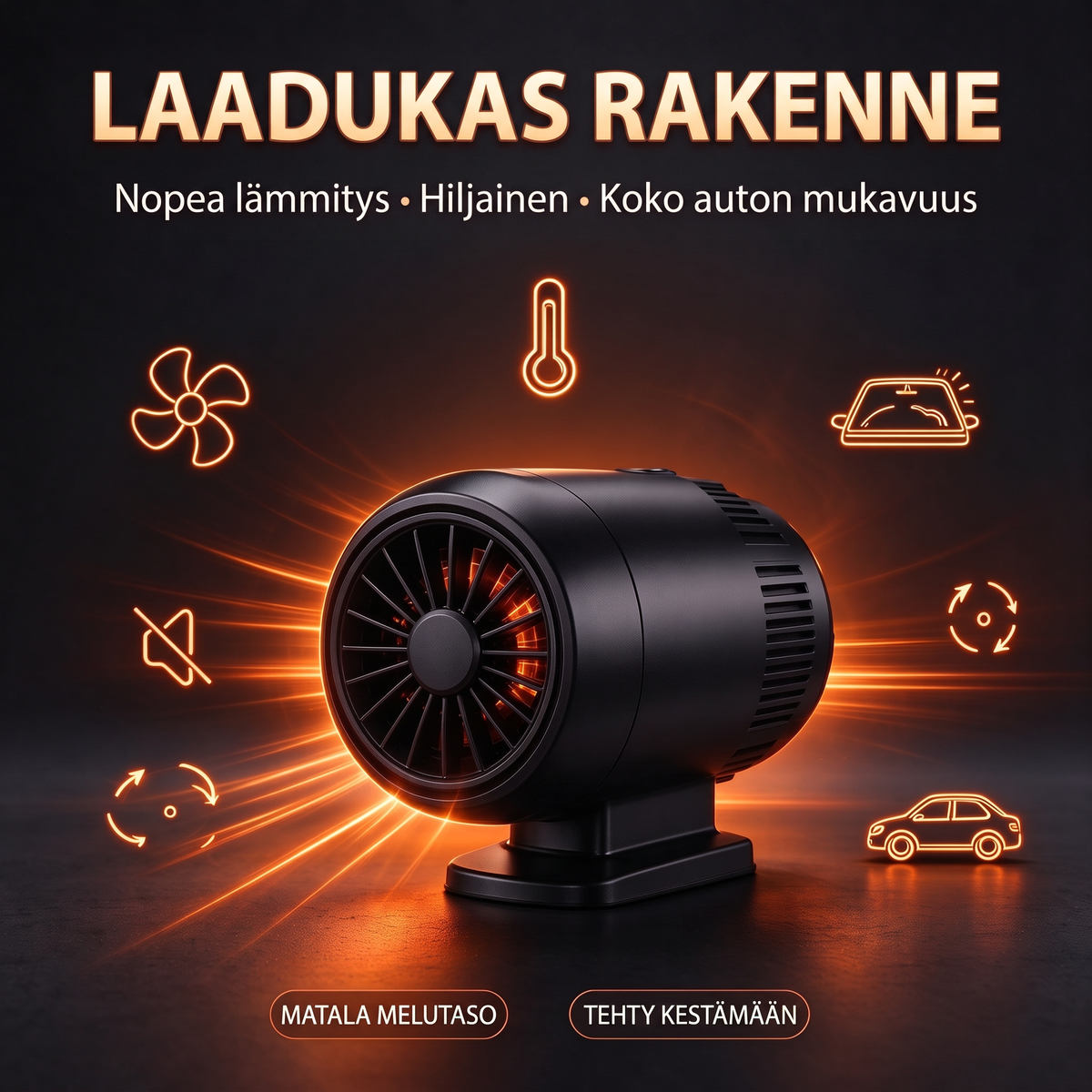 Kaksin yhdessä kannettava autonlämmitin ja tuulilasin huurtumisenpoistaja