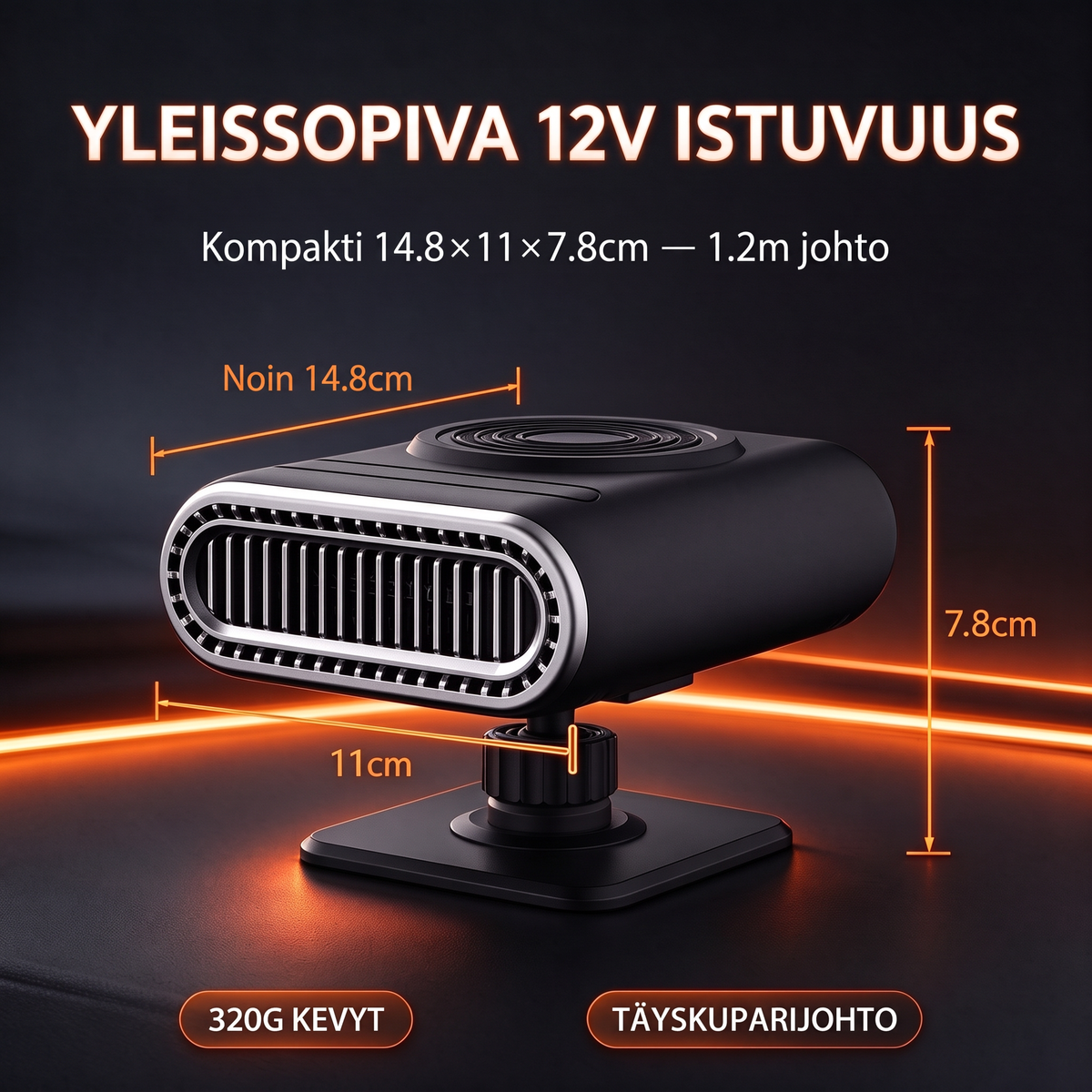 Kaksin yhdessä kannettava autonlämmitin ja tuulilasin huurtumisenpoistaja
