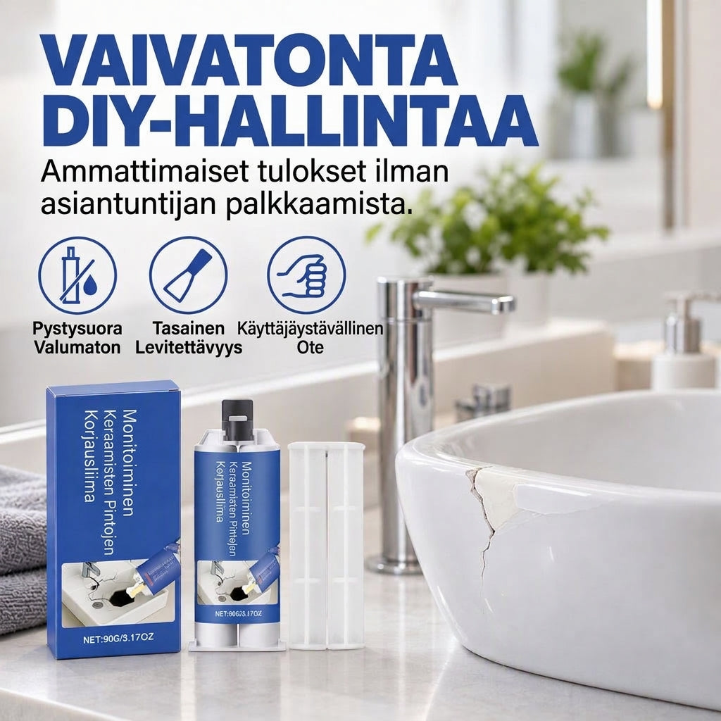Keraaminen korjausliimasetti pesualtaille ja laatoille