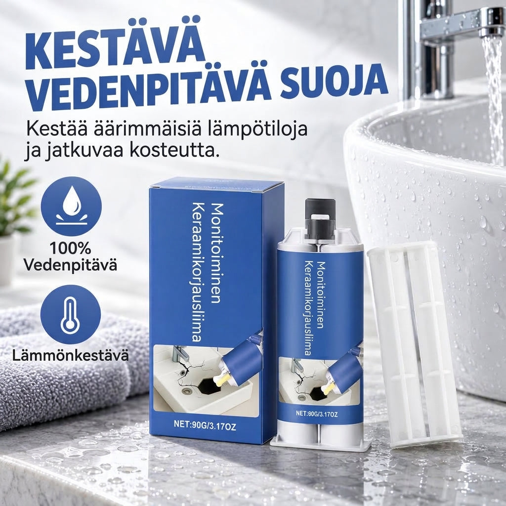 Keraaminen korjausliimasetti pesualtaille ja laatoille
