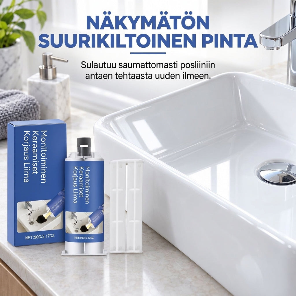 Keraaminen korjausliimasetti pesualtaille ja laatoille