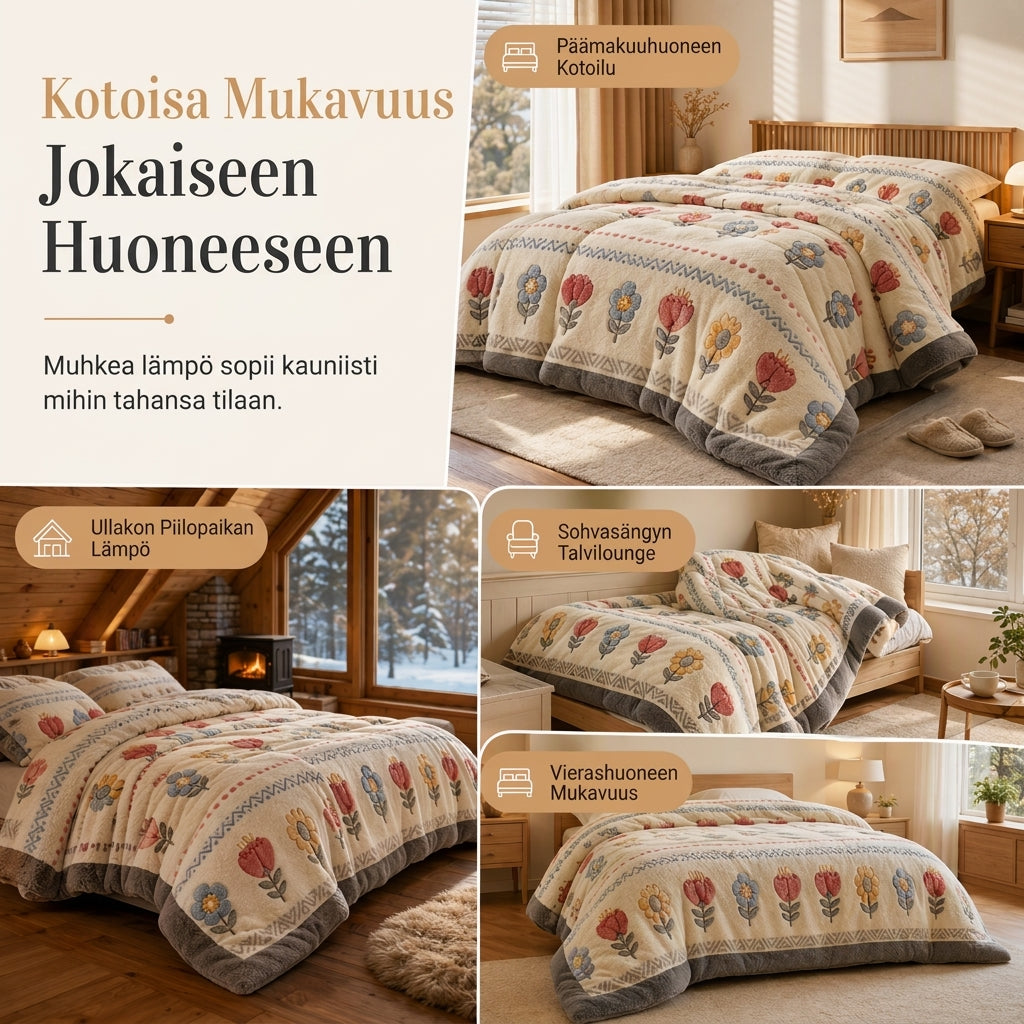 🛌 Kaksipuolinen sherpa-talvipeitto – paksu, lämmin ja samettisen pehmeä – kodikas vuodevaate kylmiin öihin❄️