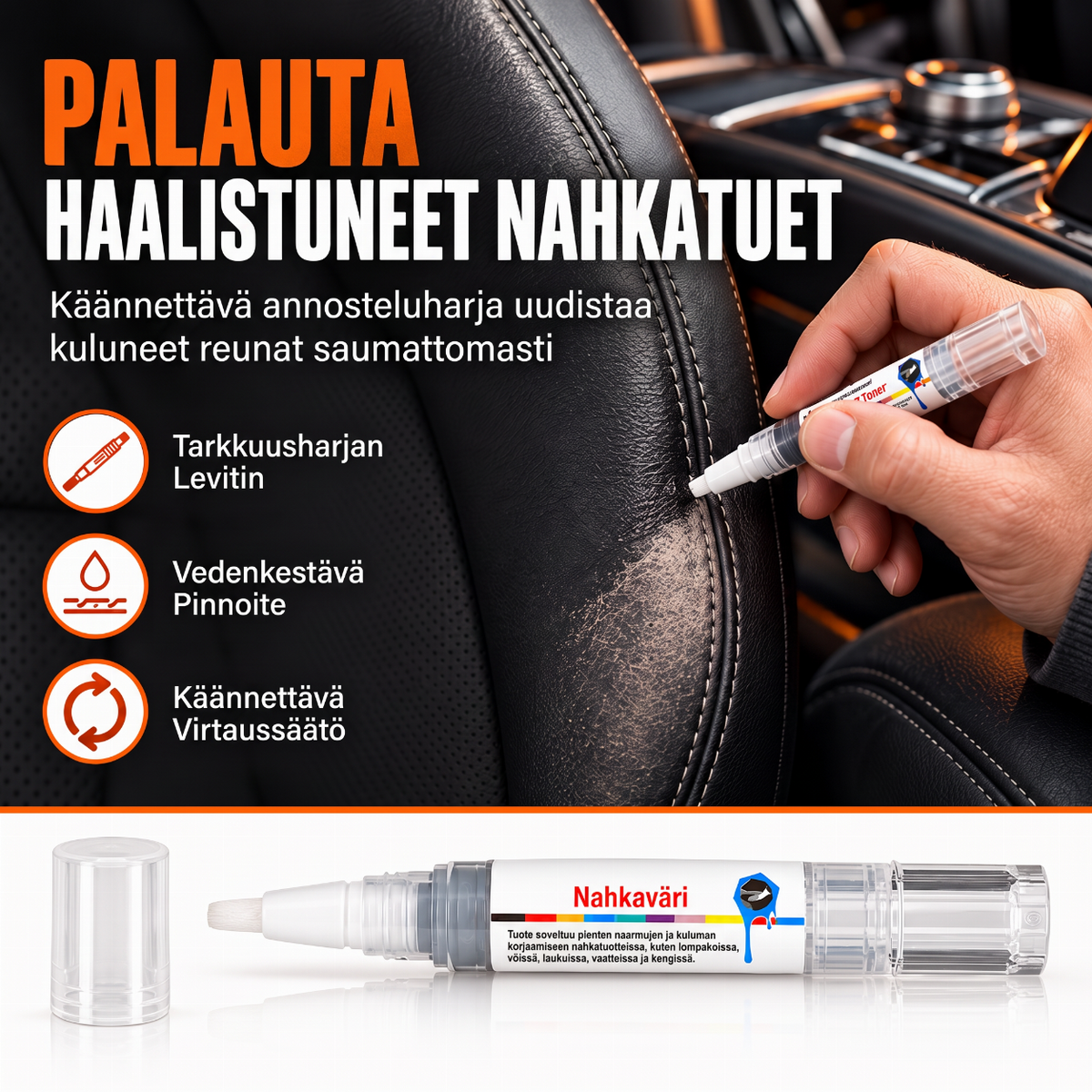 🖊️✨ Nahkainen korjauskynä – värin palautus ja naarmujen korjaus yhdessä tuotteessa 💪