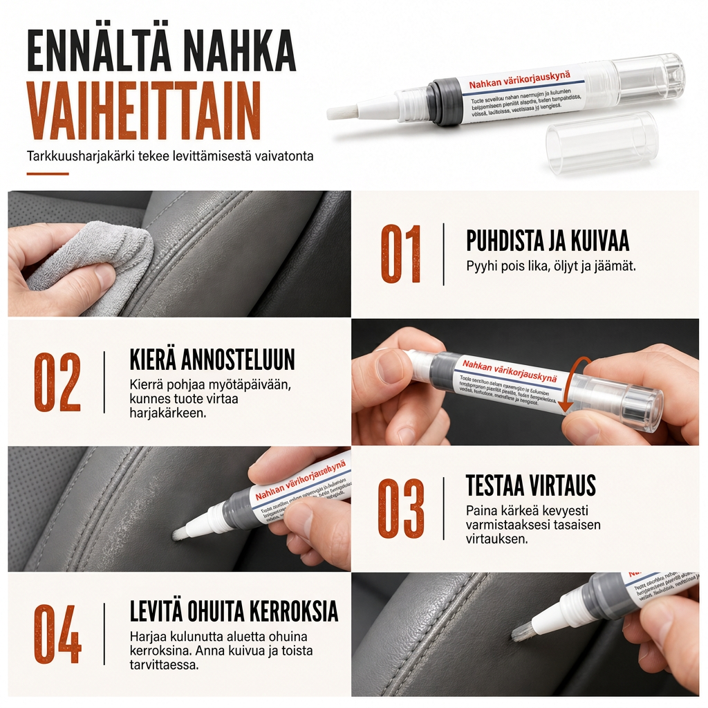 🖊️✨ Nahkainen korjauskynä – värin palautus ja naarmujen korjaus yhdessä tuotteessa 💪